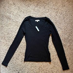 Bright side, fine rib v-neck, long sleeve tee